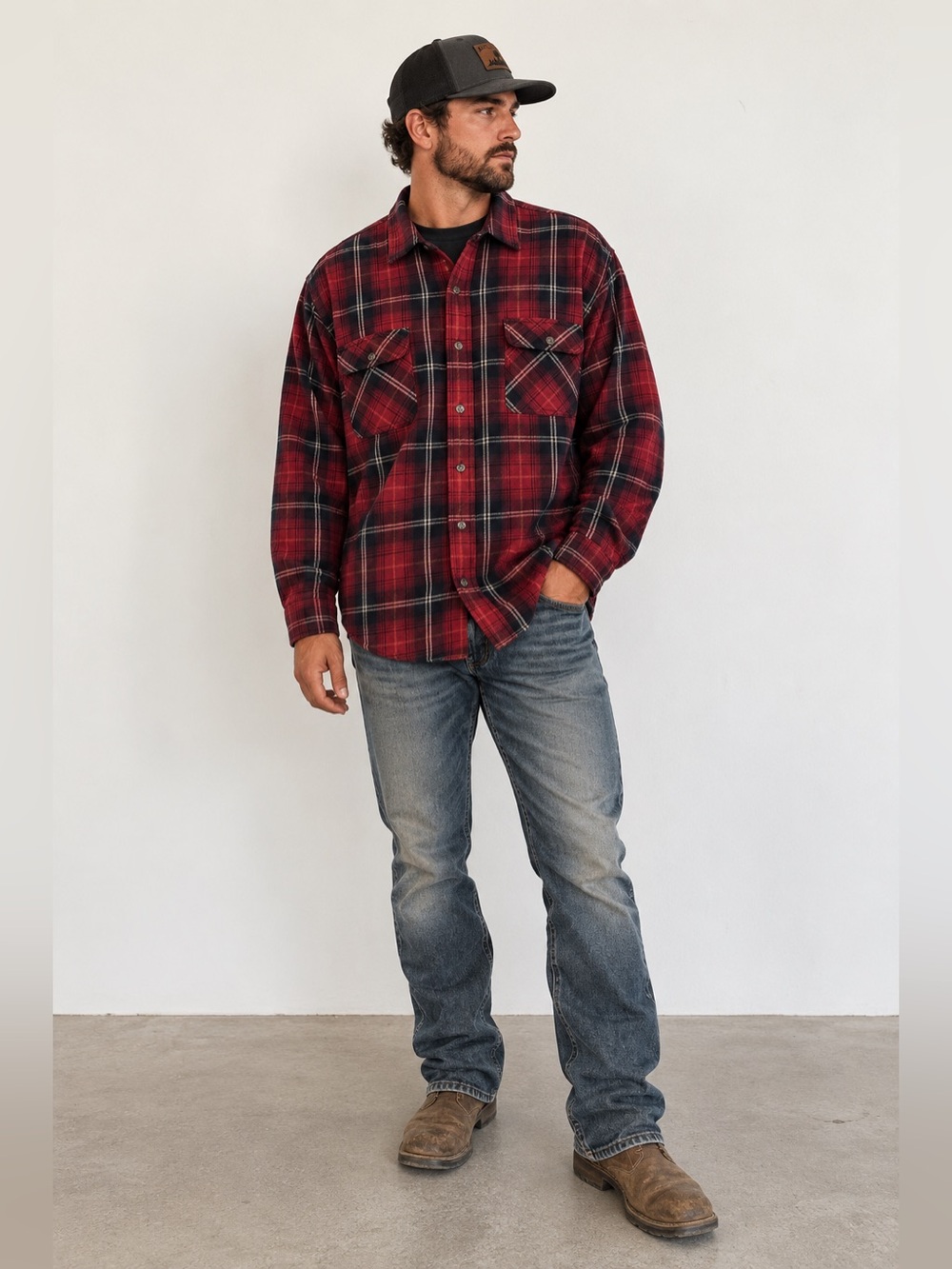Field & Stream Red Plaid Thick‎ Good Quality Flannel Shirt